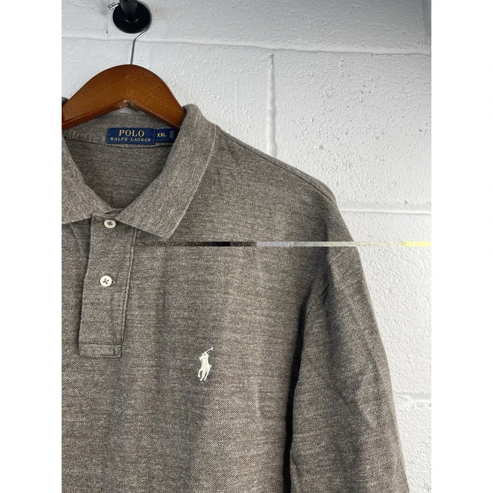 Polo Ralph Lauren Shirt Mens XXL Brown Long Sleeve Cotton Casual Pullover Dress